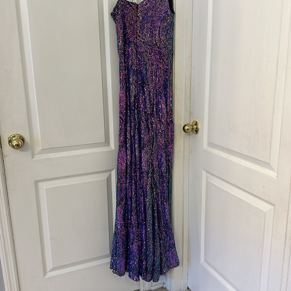 Morgan & Co. Sequin Mermaid Prom Dress – Size 1 | Purple & Blue Hues - Picture 8 of 9